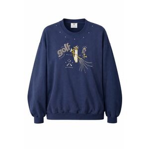 Vintage Jerzees NuBlend Golf Sweatshirt Navy Blue Rhinestone Embroidered Large